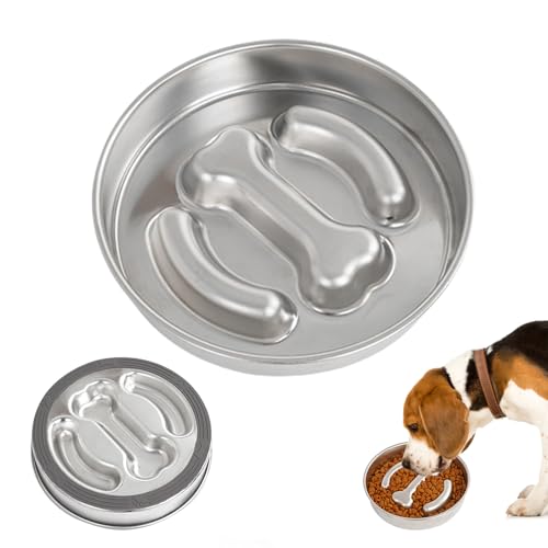 Pasdrucn Edelstahl Fressnapf Katze Katzennapf Erhöht, Metall Anti Schling Napf Hund, Anti Schling Napf Katzen Edelstahl, Slow Feeder Katze Nassfutter Mit Silikonpolster Unten (Bones) von Pasdrucn