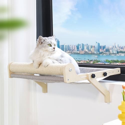 Pasdrucn Katzen Hängematte Fenster Mit Bindfadenpfosten, Hängematte Katze Heizung, Katzen Fensterliege Groß Katzenbett Fensterbank, Hängende Katzenhängematte Heizung Katzenbett Für Bettkante von Pasdrucn