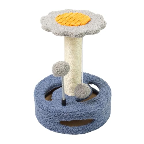 Pasdrucn Kratzpsäulen Für Katzen, Kratzbaum Klein 3 In 1, Kratzbaum Für Katzen Mit Ball, Katzenbaum, Katzenspielzeug, Kratzbaum Grosse Katzen Stabil, Kratztonne, Sisalstamm Für Indoor-Katzen (Blau) von Pasdrucn