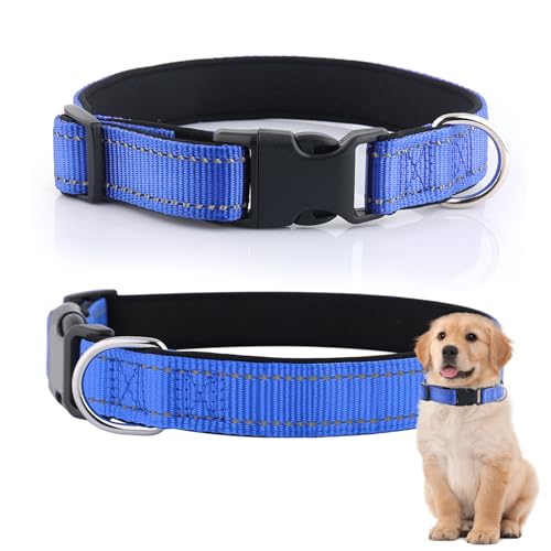 Pasdrucn Premium Hundehalsband, Halsband Hund Breit, Hundehalsband Große Hunde, Hunde Halsbänder, Hundehalsband Kleine Hunde, Welpenhalsband,Nachtreflektierendes Halsband (L) von Pasdrucn