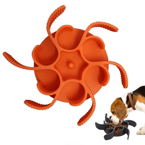 Pasdrucn Silikon Anti Schling Napf Hund Einfügen, Antischlingnapf Hunde Langsam Fressnapf Mit Saugnäpfe, Anti Schling Napf Katzen Einfügen, Slow Feeder Hundenapf Einfügung (Orange) von Pasdrucn