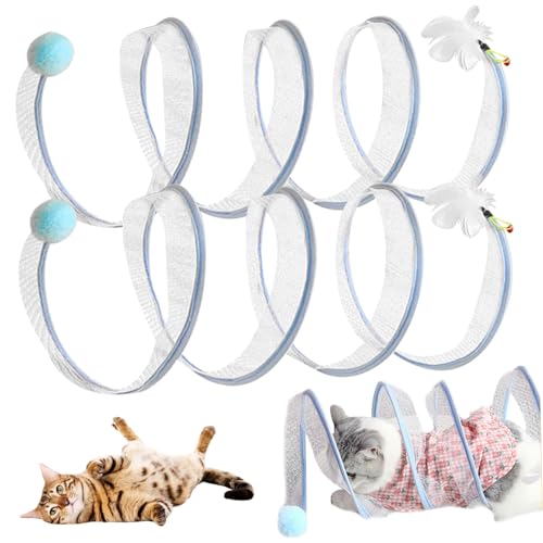 Cat Spiral Tunnel Toy 2pcs 25,6 x 9,8 in S-förmigen geräumigen, plüschigen Jagdspielzeug falten Self-Play-Interaktiver Röhrenspielzeug für Innenkatzen, Kaninchen, Welpen (blau) Katzenspiraltunnel Spi von Pastoralist