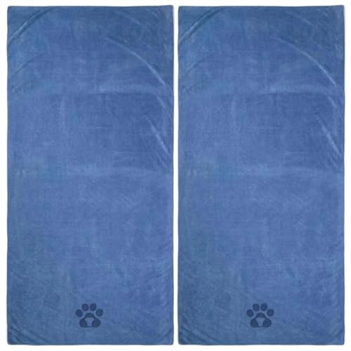 Hund Handtuch 2pcs Hundebadhandtuch 28x55 '' Mikrofasel Handtuch weich ＆ absorbierendes Hundetuch Tuch Schnell trocknend Haustuch Medium große Hunde Katzen Dusche und Bad Vorräte, Hundebadhandtuch von Pastoralist