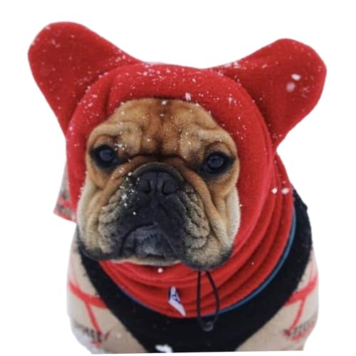 Hundehaube warm Hund Winterhut weiche Polar Fleece Hundebeanie Verstellbare Hundehüte mit Schal & Ohren Süßes rotes Haustier versorgt Geschenke für kleine, mittlere und große Hund, Hundehut, Hundeshü von Pastoralist