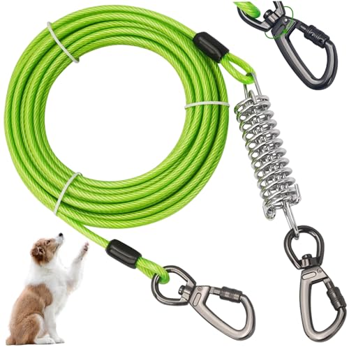 Hundekabelkabel, 20 -Fuß -Hundeläufer -Kabel mit Drehhaken und Stoßfeder, Heavy Dut Hunde -Leine -Leinen -Tether, Kabel bis zu 457 kg Zugkraft für Garten im Freien und Camping von Pastoralist