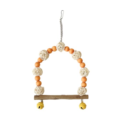 18cm Große Hölzerne Vogelschaukel, Vogelkäfig-Hängeschaukel Für Lovebird, Papageienspielplatz, Spielhallen-Zubehör (Orange) von PatPatPet