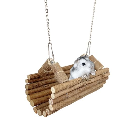 PatPatPet Kleine Holzschaukel Für Hamster, Gleichgewichtsübung, Hängebrett, Käfig, Hängehängematte, Holzbett, Spielplatz Für Hamster (Halbkreis) von PatPatPet