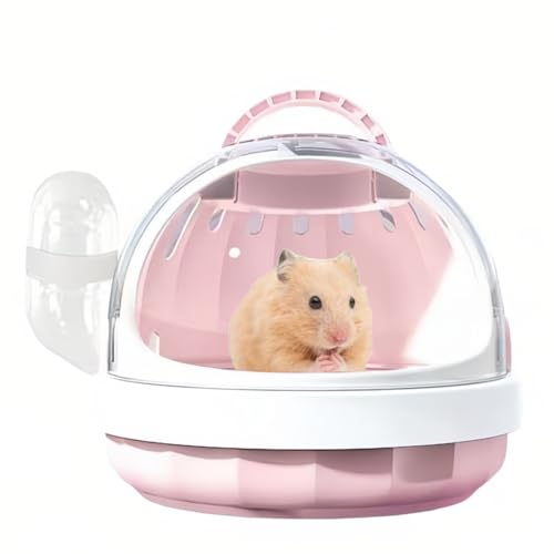 Kleintierkäfig Mit Wasserflasche, 18cm Tragbarer Hamster-Kleintier-Reisekäfig Mit Griff, Atmungsaktiver Meerschweinchenkäfig Für Zwerghamster, Frettchen, Chinchillas (Rosa) von PatPatPet