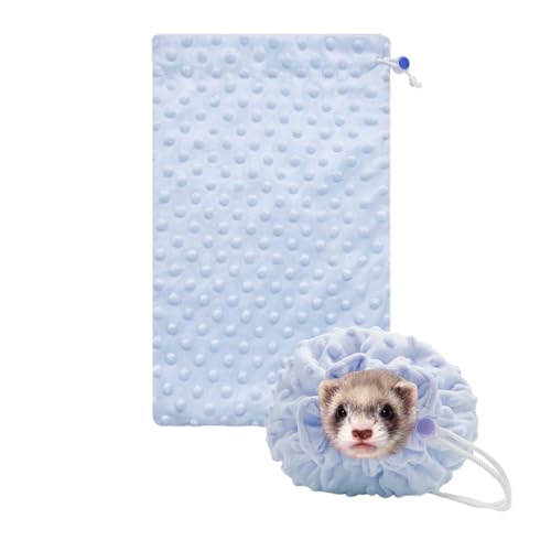 PatPatPet 2Pcs Samt Künstliche Samt Schnell Trocknende Badetuch, Sauber & Trocknen Tasche Für Kleine Tier Hamter Meerschweinchen, Winter Warme Tasche Für Kleine Haustiere (Blau) von PatPatPet