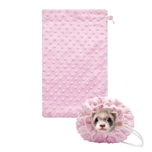 PatPatPet 2Pcs Samt Künstliche Samt Schnell Trocknende Badetuch, Sauber & Trocknen Tasche Für Kleine Tier Hamter Meerschweinchen, Winter Warme Tasche Für Kleine Haustiere (Rosa) von PatPatPet