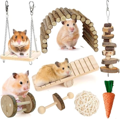 PatPatPet 8pcs Hamster Spielzeug Set, Meerschweinchen Spielzeug Kleintier Kauspielzeug Und Ratte Käfig Zubehör, Chinchillas, Gerbils, Ratten, Kaninchen Nagetiere Zahnpflege PatPatPet 8pcs Hamster Spielzeug Set, Meerschweinchen Spielzeug Kleintier Kauspielzeug Und Ratte Käfig Zubehör, Chinchillas, Gerbils, Ratten, Kaninchen Nagetiere Zahnpflege von PatPatPet