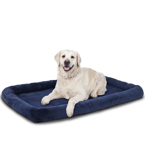 Patas Lague Bolster XL-Hundebett für große Hunde, 106,7 x 71,1 cm, weiches Schaumstoff-Hundesofa, Haustierbett, maschinenwaschbar, Hunde- und Katzenbett, Matte für große Hunderassen, Marineblau von Patas Lague