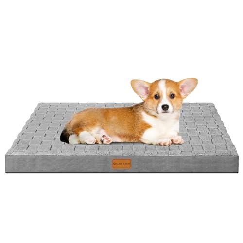 Patas Lague Kariertes orthopädisches Hundebett für kleine Hunde, 50,8 x 38,1 cm, wasserdicht, kleine Hundebetten mit abnehmbarem, waschbarem Bezug, Schaumstoff-Haustierbettmatte mit rutschfester von Patas Lague