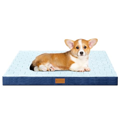 Patas Lague Kariertes orthopädisches Hundebett für kleine Hunde, 50,8 x 38,1 cm, wasserdicht, kleine Hundebetten mit abnehmbarem, waschbarem Bezug, Schaumstoff-Haustierbettmatte mit rutschfester von Patas Lague