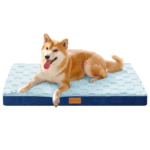 Patas Lague Orthopädisches Hundebett für mittelgroße Hunde, 91,4 x 61 cm, wasserdicht, mittelgroßes Karomuster, Hundebetten mit abnehmbarem waschbarem Bezug, Schaumstoff-Haustierbettmatte mit von Patas Lague