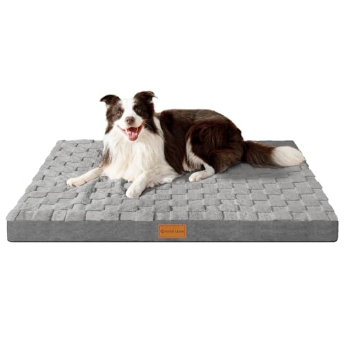 Patas Lague Orthopädisches XL-Hundebett für große Hunde, 106,7 x 71,1 cm, wasserdicht, weich, warm, bequem, Eierkisten-Schaumstoff-Matte mit abnehmbarem, waschbarem Bezug und rutschfester Unterseite, von Patas Lague