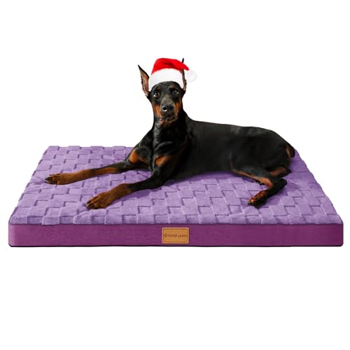 Patas Lague Orthopädisches XL-Hundebett für große Hunde, 106,7 x 71,1 cm, wasserdicht, großes Karomuster, Hundebetten mit abnehmbarem waschbarem Bezug, Eierkisten-Schaumstoff-Haustierbettmatte mit von Patas Lague