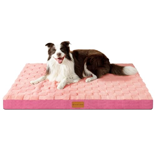 Patas Lague Orthopädisches XL-Hundebett für große Hunde, 106,7 x 71,1 cm, wasserdicht, großes Karomuster, Hundebetten mit abnehmbarem waschbarem Bezug, Schaumstoff-Haustierbettmatte mit rutschfester von Patas Lague