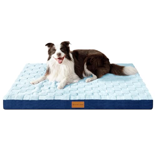 Patas Lague Kariertes orthopädisches XXL-Hundebett für extra große Hunde, 121,9 x 76,2 cm, wasserdicht, große Hundebetten mit abnehmbarem, waschbarem Bezug, Eierkisten-Schaumstoff-Haustierbettmatte von Patas Lague