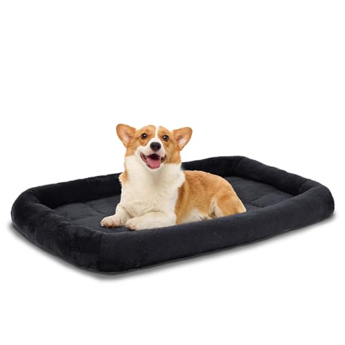 Patas Lague Nackenrolle Hundebett für mittelgroße Hunde, 76,2 x 50,8 cm, weicher, warmer Schaumstoff, maschinenwaschbar, Haustiermatte für mittelgroße Rassen, Schwarz von Patas Lague