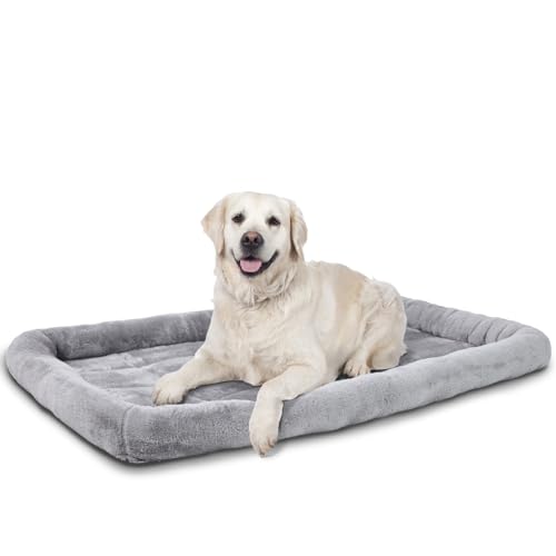 Patas Lague Nackenrolle für mittelgroße Hunde, 91,4 x 61 cm, weiches Schaumstoff-Hundesofa, Haustierbett, maschinenwaschbar, für mittelgroße Hunderassen, Grau von Patas Lague