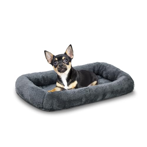 Patas Lague Nackenrolle Hundebett für extra kleine Hunde, 40,6 x 30,5 cm, weicher, warmer Schaumstoff, maschinenwaschbar, Haustier-Katzenmatte für Spielzeugrassen, Dunkelgrau von Patas Lague