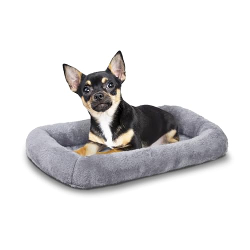 Patas Lague Nackenrolle Hundebett für extra kleine Hunde, 40,6 x 30,5 cm, weicher warmer Schaumstoff, maschinenwaschbar, Haustier-Katzenmatte für Spielzeugrassen, Grau von Patas Lague