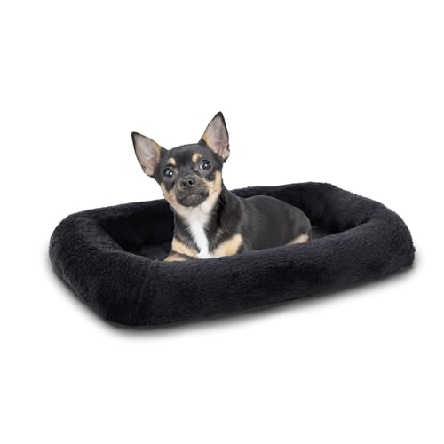 Patas Lague Nackenrolle Hundebett für extra kleine Hunde, 40,6 x 30,5 cm, weicher warmer Schaumstoff, maschinenwaschbar, Haustier-Katzenmatte für Spielzeugrassen, Schwarz von Patas Lague