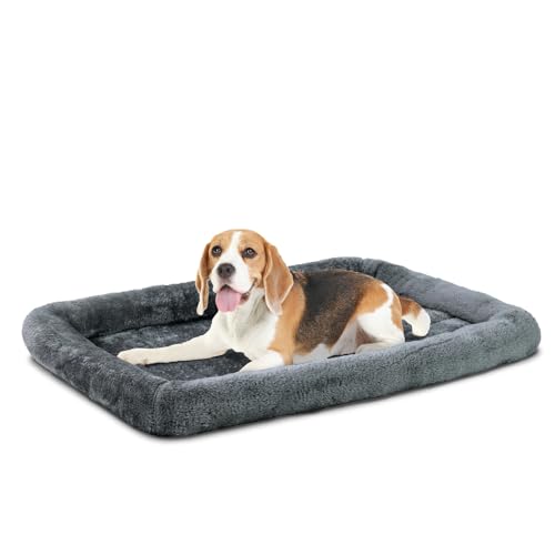 Patas Lague Nackenrolle für kleine Hunde, 61 x 45 cm, weiches Schaumstoff-Hundesofa, Haustierbett, maschinenwaschbar, ideal für kleine Hunderassen, Dunkelgrau von Patas Lague