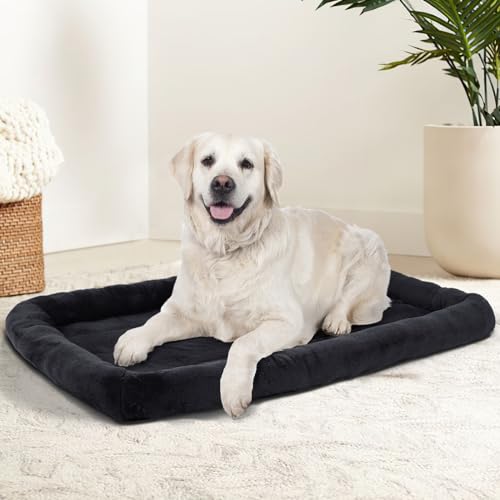 Patas Lague Nackenrolle für kleine Hunde, 61 x 45 cm, weiches Schaumstoff-Hundesofa, Haustierbett, maschinenwaschbar, ideal für kleine Hunderassen, Schwarz von Patas Lague