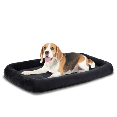 Patas Lague Nackenrolle für mittelgroße Hunde, 91,4 x 61 cm, weiches Schaumstoff-Hundesofa, Haustierbett, maschinenwaschbar, für mittelgroße Hunderassen, Schwarz von Patas Lague