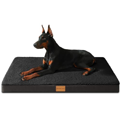 Patas Lague Orthopädisches XXL-Hundebett für extra große Hunde, 121,9 x 76,2 cm, weich, bequem, wasserdicht, Eierkisten-Schaumstoff-Matte mit abnehmbarem, waschbarem Bezug, Schwarz von Patas Lague