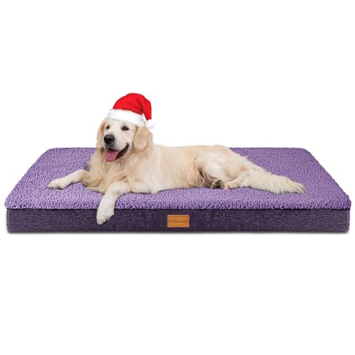 Patas Lague Orthopädisches XXL-Hundebett für extra große Hunde, 121,9 x 76,2 cm, weich, bequem, wasserdicht, Eierkisten-Schaumstoff-Matte mit abnehmbarem, waschbarem Bezug, Violett von Patas Lague