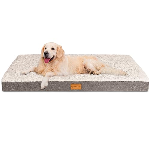 Patas Lague Orthopädisches Hundebett aus Schaumstoff für extra große Hunde, waschbarer Bezug, rutschfest, wasserdicht, 121,9 x 76,2 cm, elfenbeinfarben von Patas Lague