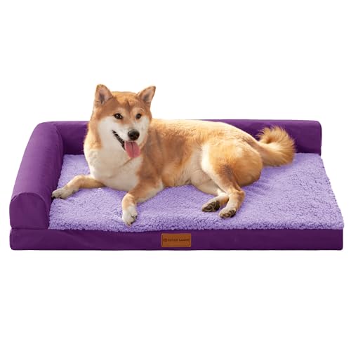 Patas Lague Orthopädisches Hundebett für mittelgroße Hunde, 76,2 x 50,8 cm, wasserdicht, L-förmig, mittelgroß, mit abnehmbarem waschbarem Bezug, weiche, bequeme Haustier-Couch-Matte mit rutschfester von Patas Lague