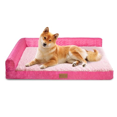 Patas Lague Orthopädisches Hundebett für mittelgroße Hunde, 76,2 x 50,8 cm, wasserdicht, L-förmig, mittelgroße Hundesofabetten mit abnehmbarem, waschbarem Bezug, weiche Haustier-Couch-Bettmatte mit von Patas Lague