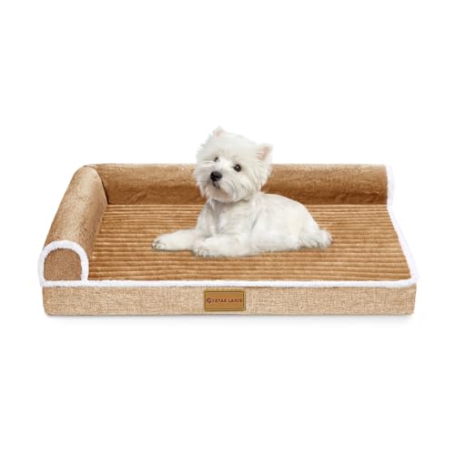 Patas Lague Orthopädisches Hundebett für mittelgroße Hunde, 76,2 x 50,8 cm, wasserdicht, L-förmig, mittelgroßes Hundesofa, Haustierbett mit abnehmbarem Bezug, rutschfest, weich, warm, von Patas Lague