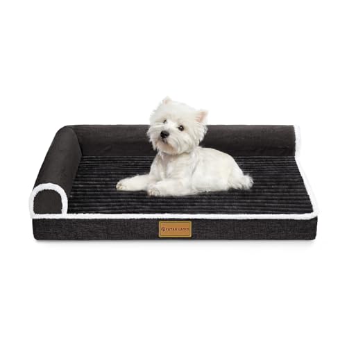 Patas Lague Orthopädisches Hundebett für mittelgroße Hunde, 76,2 x 50,8 cm, wasserdicht, bequem, L-förmig, mittelgroß, rutschfest, weich, warm, Haustiersofa, Schlafmatte mit abnehmbarem, waschbarem von Patas Lague