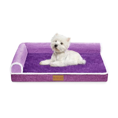 Patas Lague Orthopädisches Hundebett für mittelgroße Hunde, 76,2 x 50,8 cm, wasserdicht, L-förmig, mittelgroßes Hundesofa, Haustierbett mit abnehmbarem Bezug, rutschfest, weich, warm, von Patas Lague