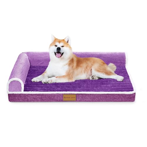 Patas Lague Orthopädisches Hundebett für mittelgroße Hunde, 91,4 x 61 cm, wasserdicht, L-förmig, mittelgroßes Hundesofa, Haustierbett mit abnehmbarem Bezug, rutschfest, weich, warm, von Patas Lague