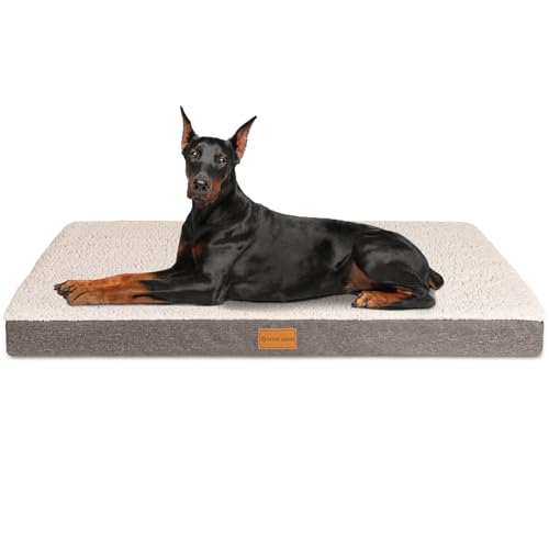 Patas Lague Orthopädisches Jumbo-Hundebett für extra große Hunde, 142 x 101 cm, weich, bequem, wasserdicht, Schaumstoff-Matte mit abnehmbarem, waschbarem Bezug, elfenbeinfarben von Patas Lague