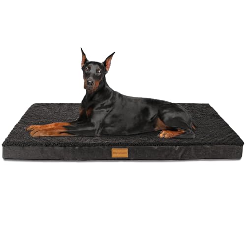 Patas Lague Orthopädisches Jumbo-Hundebett für extra große Hunde, 142 x 101 cm, weich, bequem, wasserdicht, Schaumstoff, Jumbo-Haustierbett-Matte mit abnehmbarem, waschbarem Bezug, Schwarz von Patas Lague