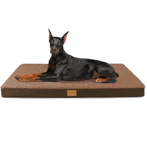 Patas Lague Orthopädisches Jumbo-Hundebett für extra große Hunde, 142 x 101 cm, weich, bequem, wasserdicht, Schaumstoff-Matte mit abnehmbarem, waschbarem Bezug, Braun von Patas Lague