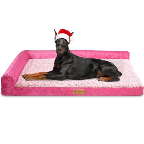 Patas Lague Orthopädisches Jumbo-Hundebett für extra große Hunde, 142 x 101 cm, wasserdicht, L-förmig, Jumbo-Hundesofa mit abnehmbarem, waschbarem Bezug, weiche Haustier-Couch-Bettmatte mit von Patas Lague