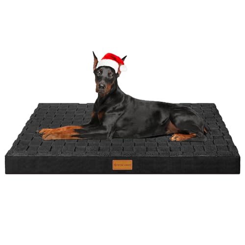 Patas Lague Orthopädisches Jumbo-Hundebett für extra große Hunde, 142,2 x 101,6 cm, wasserdicht, Jumbo-Karo-Muster, Hundebetten mit abnehmbarem, waschbarem Bezug, Schaumstoff-Haustierbettmatte mit von Patas Lague