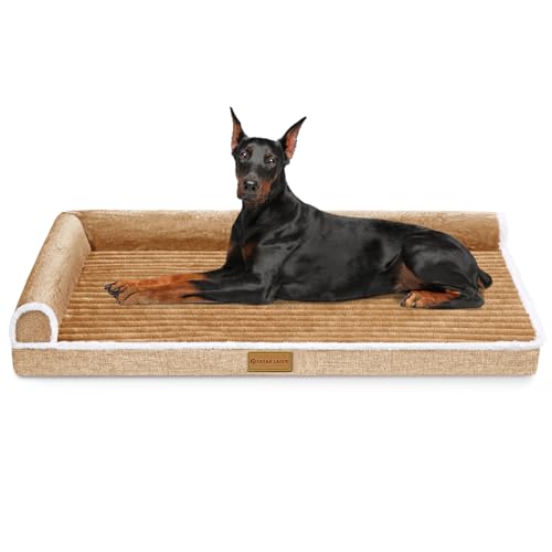 Patas Lague Orthopädisches Jumbo-Hundebett für extra große Hunde, wasserdicht, L-förmig, Jumbo-Hundesofa, Haustierbett mit abnehmbarem Bezug, rutschfest, weich, warm, Haustier-Couch-Bett, Schlafmatte, von Patas Lague