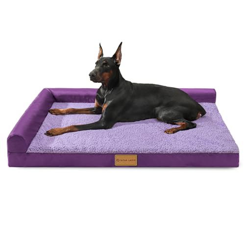 Patas Lague Orthopädisches XL-Hundebett für große Hunde, 106,7 x 71,1 cm, wasserdicht, L-förmig, mit abnehmbarem waschbarem Bezug, weiche, bequeme Haustier-Couch-Matte mit rutschfester Unterseite, von Patas Lague