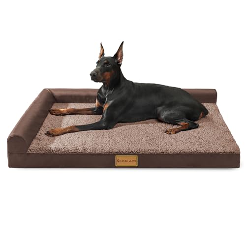 Patas Lague Orthopädisches XL-Hundebett für große Hunde, 106,7 x 71,1 cm, wasserdicht, L-förmig, mit abnehmbarem waschbarem Bezug, weiche, bequeme Haustier-Couch-Matte mit rutschfester Unterseite, von Patas Lague