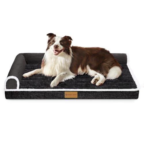 Patas Lague Orthopädisches XXL-Hundebett für extra große Hunde, 121,9 x 76,2 cm, wasserdicht, L-förmig, großes Hundesofa, Haustierbett mit abnehmbarem Bezug, rutschfest, weich, warm, Haustiercouch, von Patas Lague