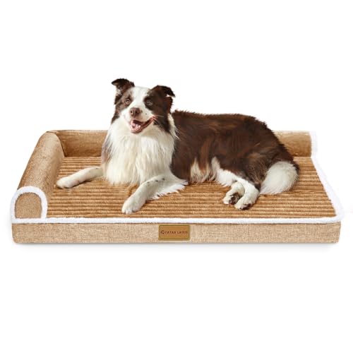 Patas Lague Orthopädisches XXL-Hundebett für extra große Hunde, 121,9 x 76,2 cm, wasserdicht, L-förmig, großes Hundesofa, Haustierbett mit abnehmbarem Bezug, rutschfest, weich, warm, Haustiercouch, von Patas Lague